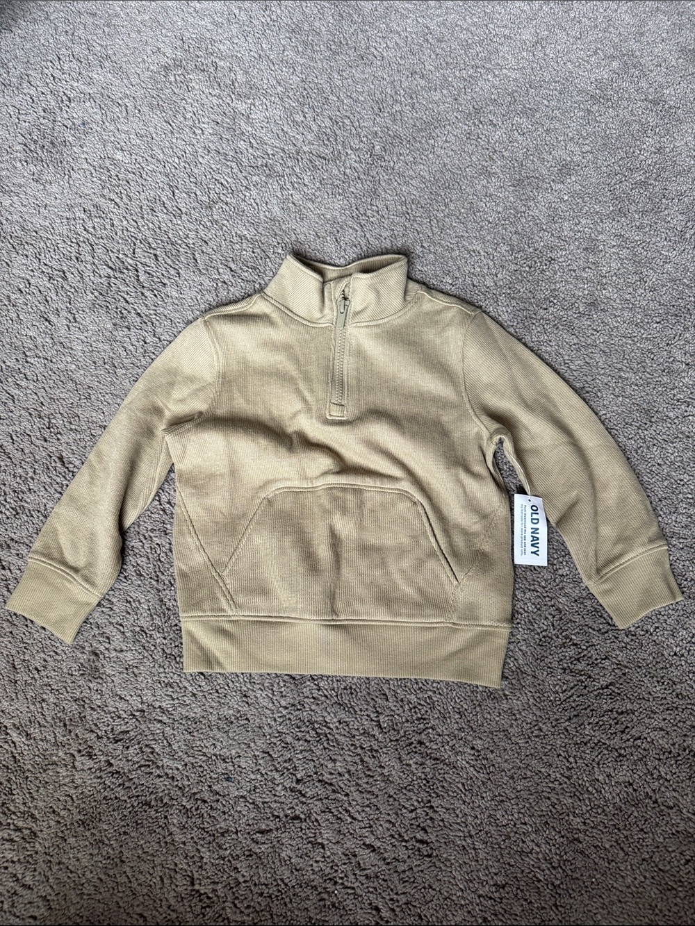 Old Navy Boys Half-Zip Pullover Hoodie in Khaki Tan